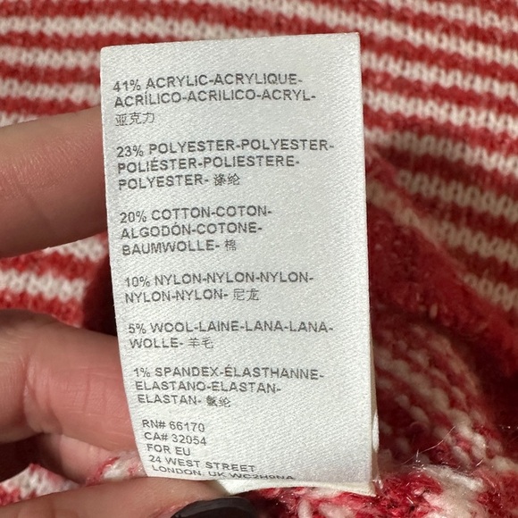Anthropologie Linnea Mock Neck Stripped Sweater Size Small Red Ivory Pullover - Picture 6 of 6
